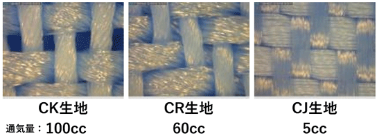 生地の通気性比較