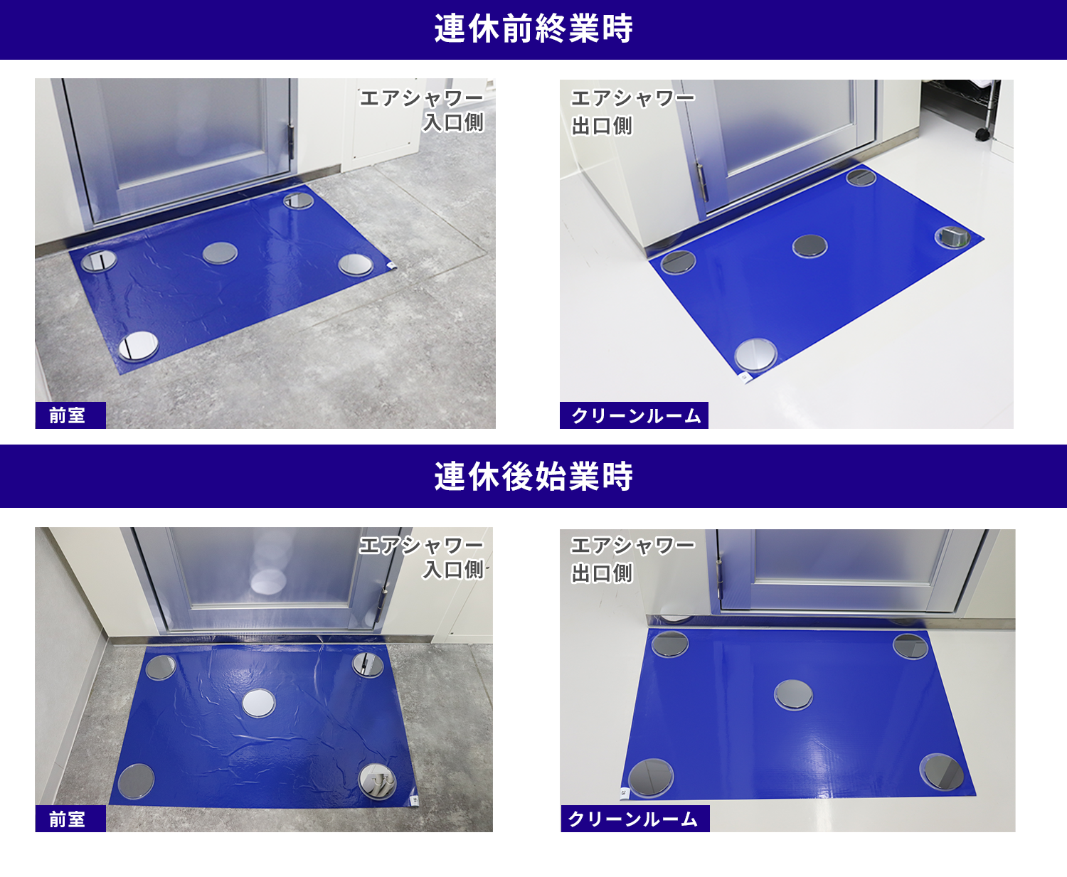 粘着マット実験レポート part1 人の動きが少ない現場でも汚れる？連休中の粘着マットの変化
